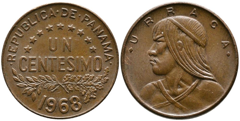 Панама 1 сентесимо 1968 Уррака KM 22 бронза 4549-549