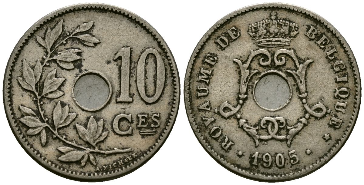 Бельгия 10 сантимов 1905 Belgique KM 52 медно-никель 4172-833