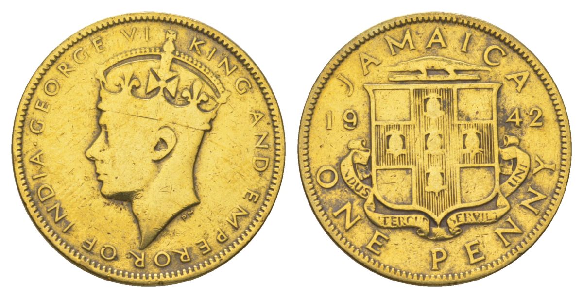 Ямайка 1 пенни 1942 KM 32 никель латунь 4628-512