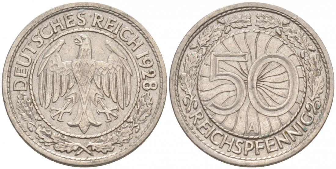 Германия 50 рейхспфеннигов 1928 A KM 49, J.324 никель 73-1245