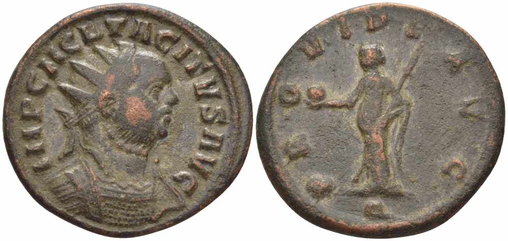 Римская Империя аврелианиан 276 Тацит PROVIDE AVG Тицин Good Very fine RIC 152 бронза, серебрение 1073-16-74