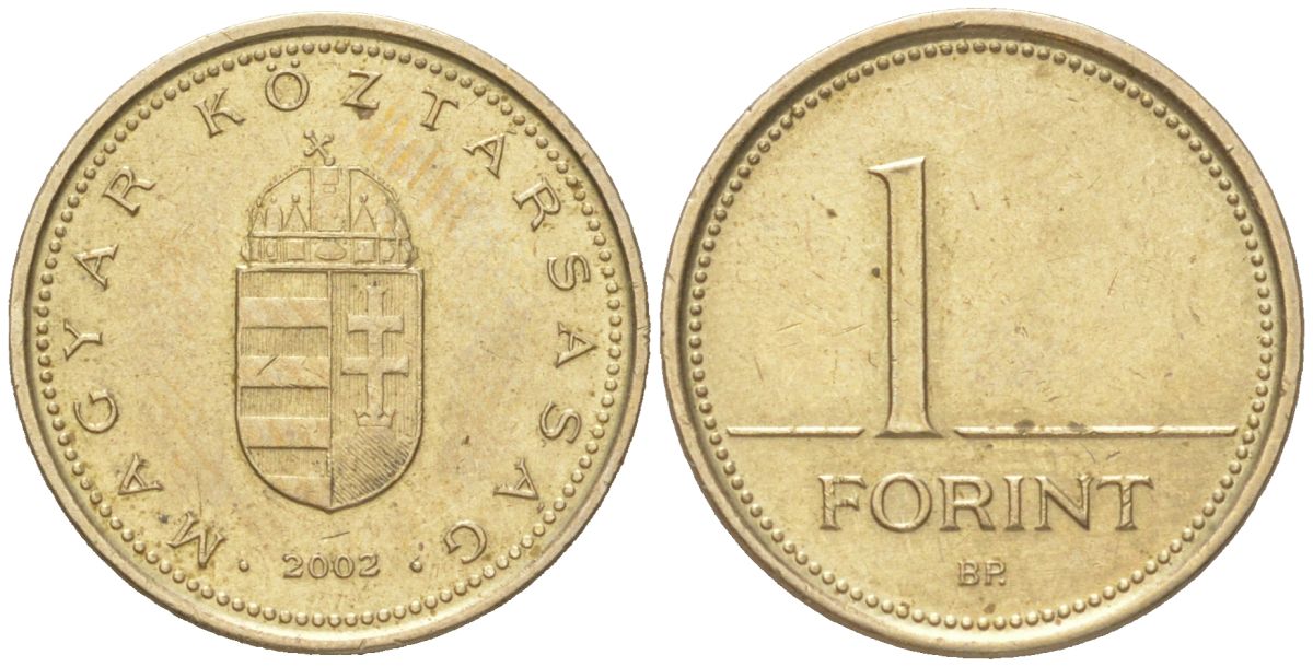 Венгрия 1 форинт 2002 BP KM 692 никель латунь aUNC 4611-1262