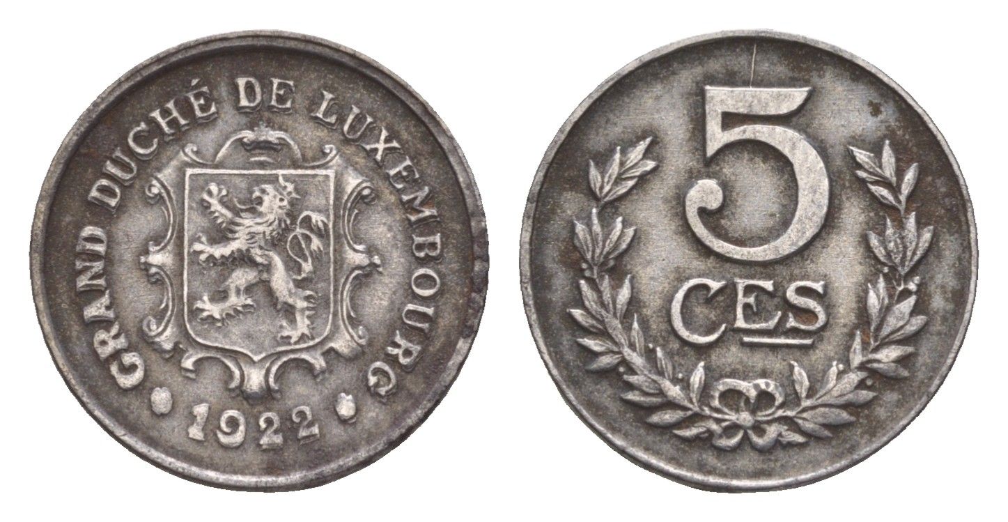 Люксембург 5 сантимов 1922 Шарлотта (1918-1964) KM 30 железо 5010-813