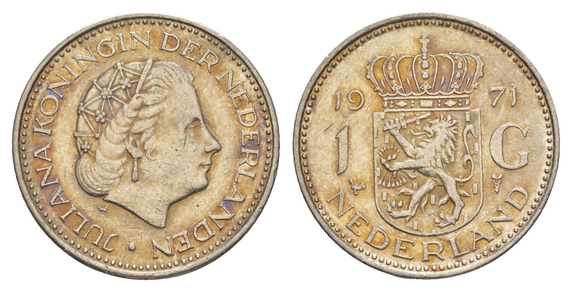 Нидерланды 1 гульден 1971 Юлиана (1948-1980) KM 184a никель 4519-354