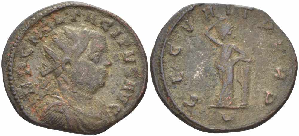 Римская Империя аврелианиан 276 Тацит SECVRIT PERP Тицин Very fine RIC 163 бронза 1073-16-103