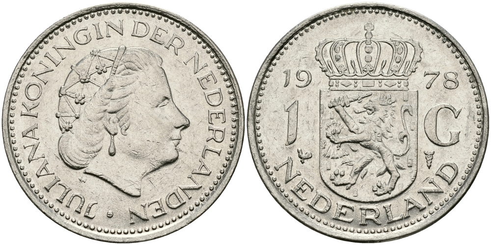 Нидерланды 1 гульден 1978 Юлиана (1948-1980) KM 184a никель 94-645