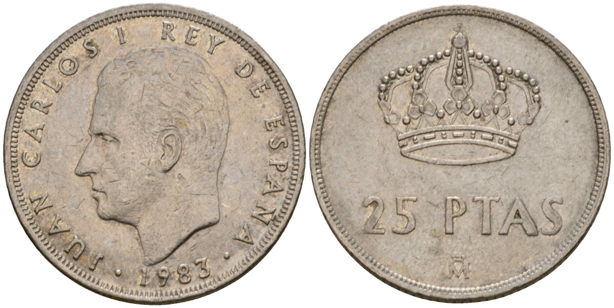 Испания 25 песет 1983 Хуан Карлос I (1975-2014) KM 824 медно-никель 183-111