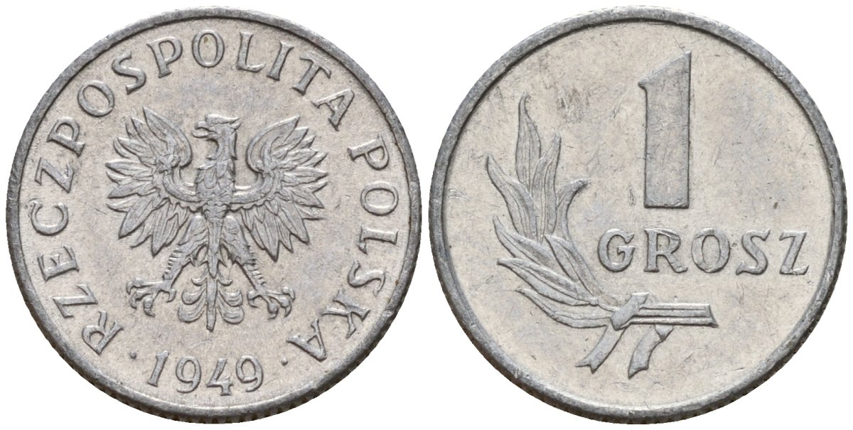 Польша 1 грош 1949 KM 39 алюминий 4189-452