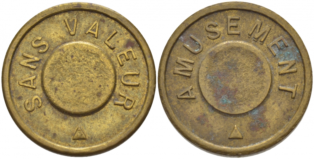 ФРАНЦИЯ ЖЕТОН ИГРОВОЙ ND SANS VALEUR, AMUSEMENT желтый металл 4544-1012