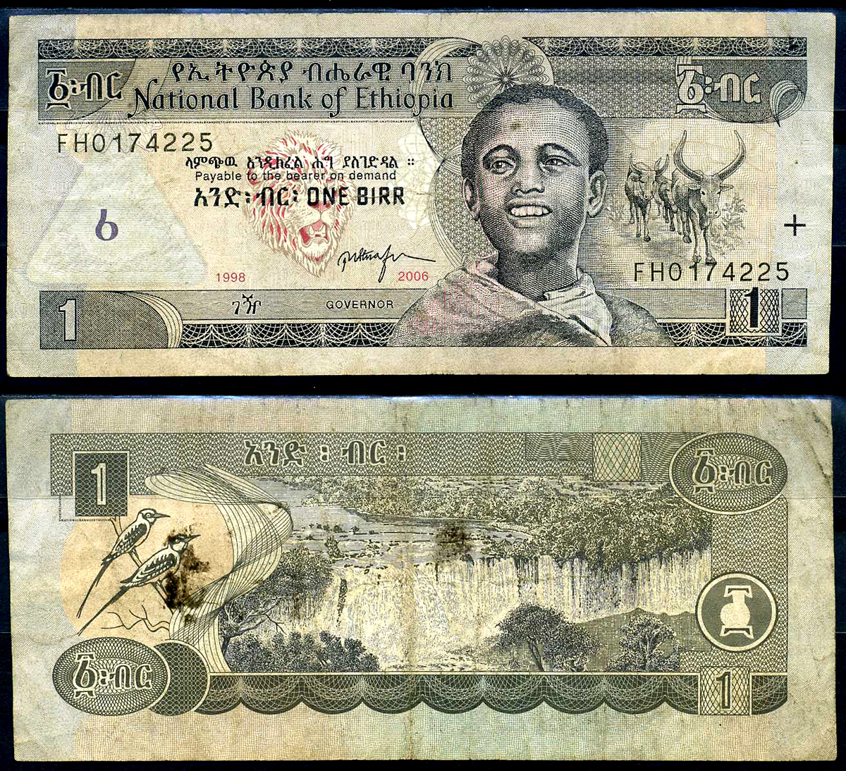 Эфиопия 1 быр ED 1998 AD 2006 Pick 46 d бумага 8592-3-3-1