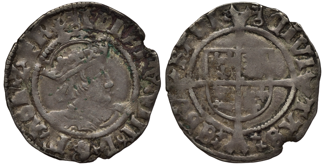 Англия 1/2 гроута (2 пенни) 1485-1509 Генрих VII, Seaby 2261 серебро 00-821-45