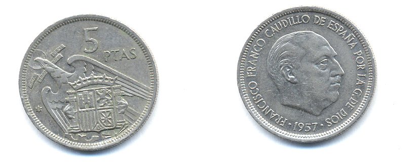 ИСПАНИЯ 5 ПЕСЕТ 1971 KM 786 медно-никель 54-1511