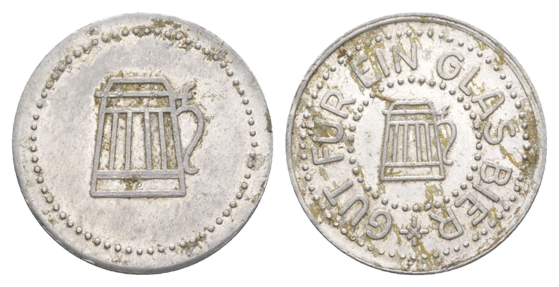 Германия жетон в 1 "стакан пива" ND диаметр 24 мм, вес 1,1 гр алюминий 4638-813