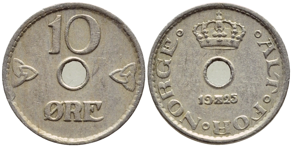 НОРВЕГИЯ 10 ЭРЕ 1925 KM 383 медно-никель 4396-359