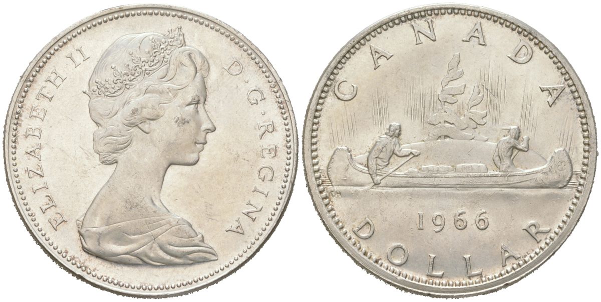 Канада 1 доллар 1966 KM 64.1 серебро 107-1114