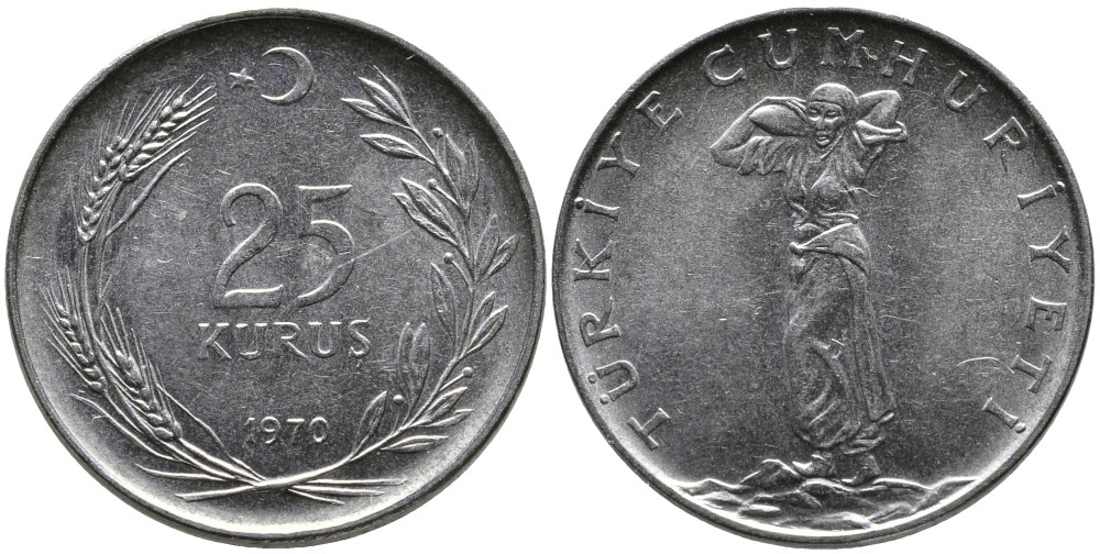 ТУРЦИЯ 25 КУРУШЕЙ 1970 KM 892.3 нержавеющая сталь 4541-631