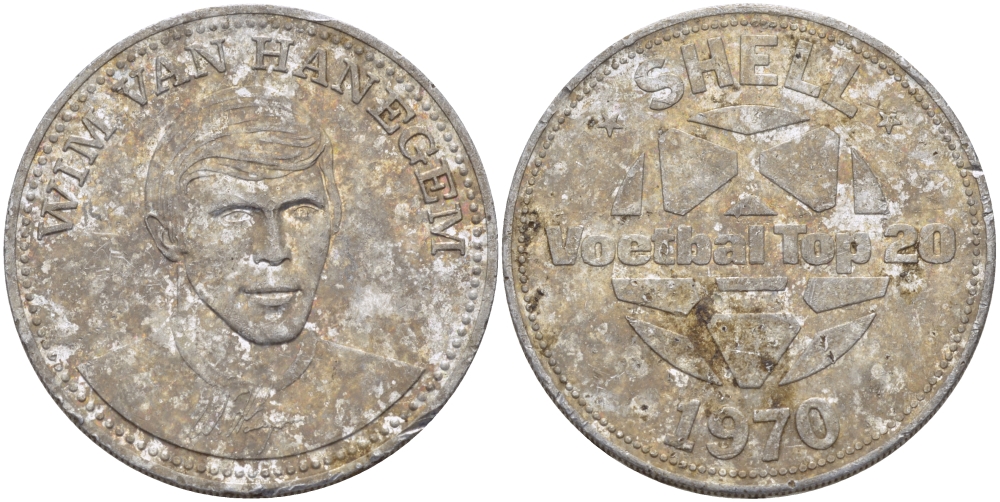 США рекламный жетон 1970 топ лучших футболистов МИРА, Вим Ван Ханегем, диаметр 30 мм. алюминий 97-1245