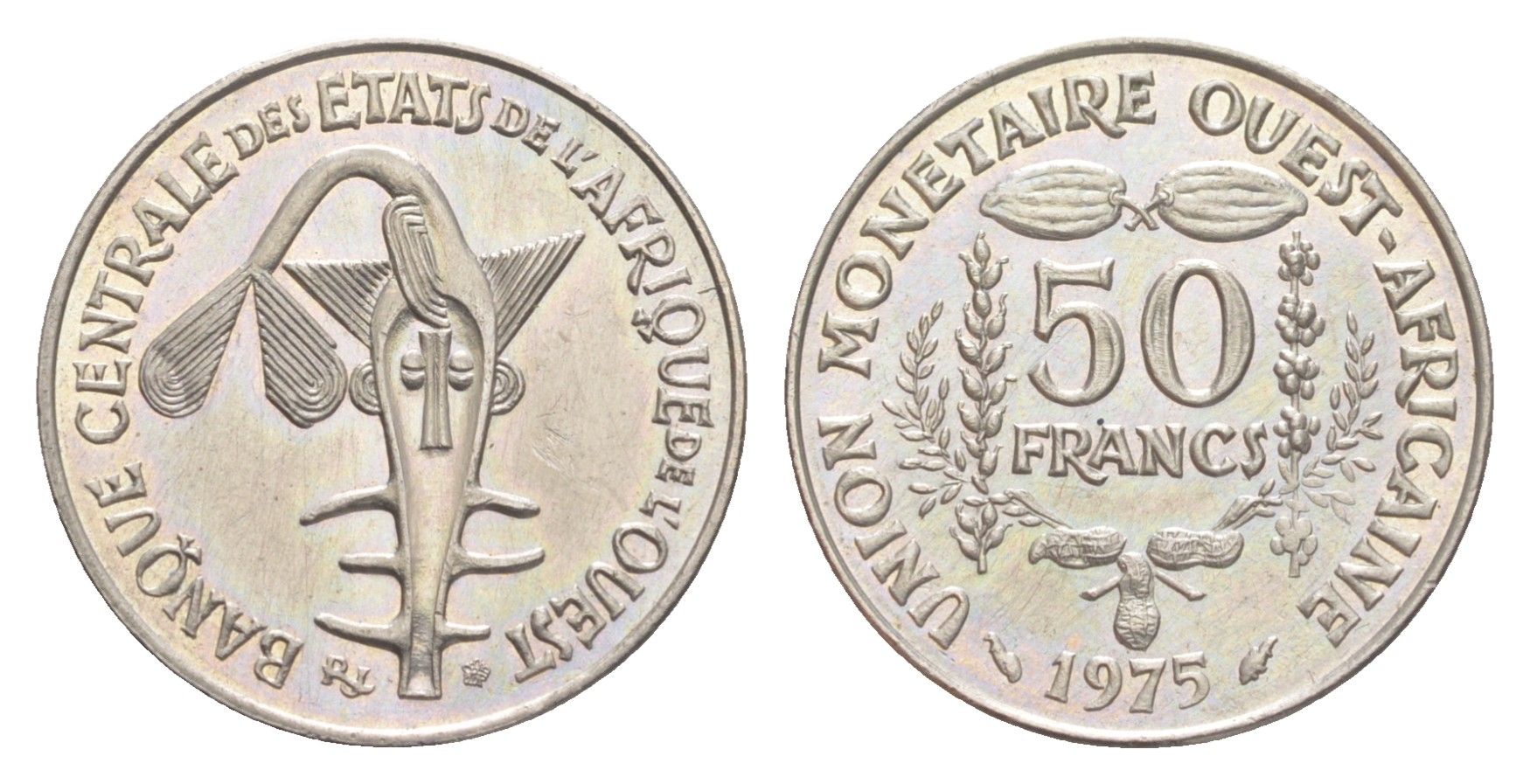 Западная Африка (BCEAO) 50 франков 1975 KM 6 медно-никель UNC 4651-912