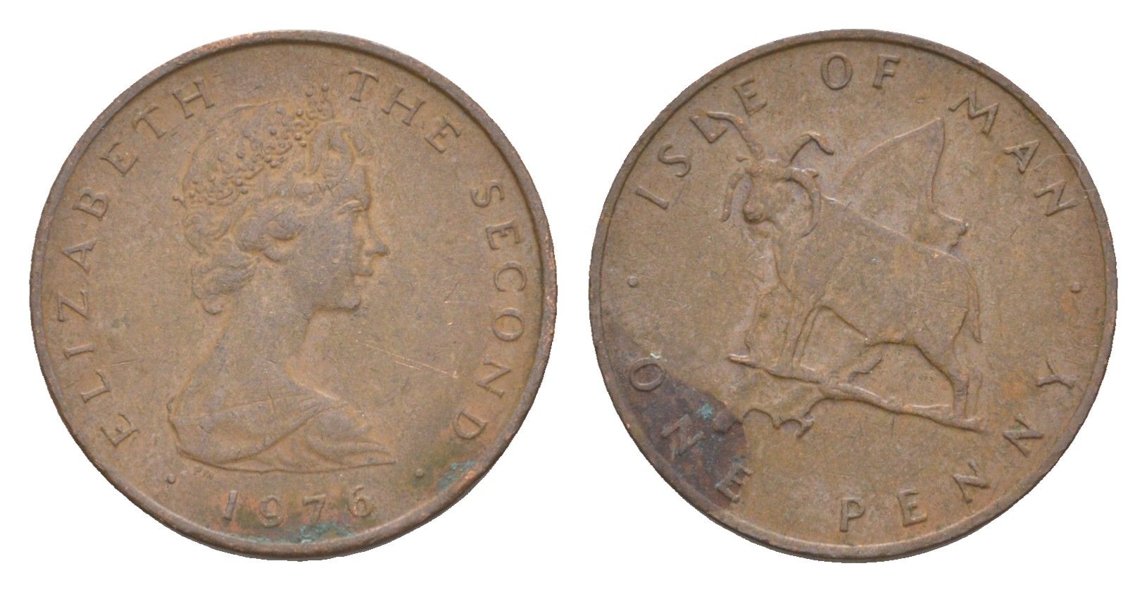 Остров Мэн 1 пенни 1976 PM, Елизавета II (1952-2022) KM 33 бронза 4651-351