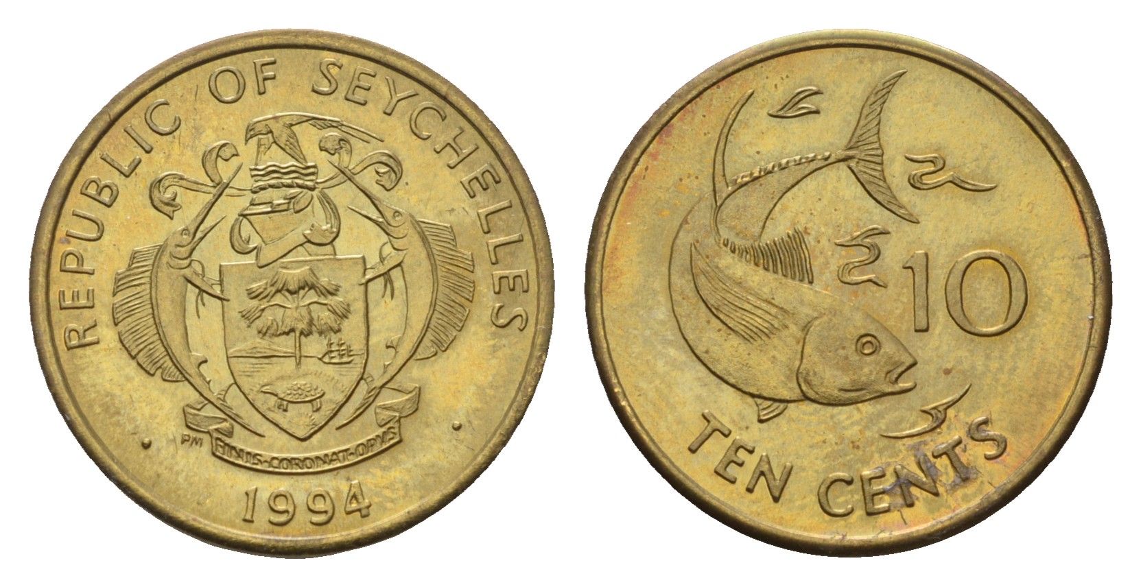 Сейшельские Острова (Сейшелы) 10 центов 1994 KM 48 латунь UNC 4397-455