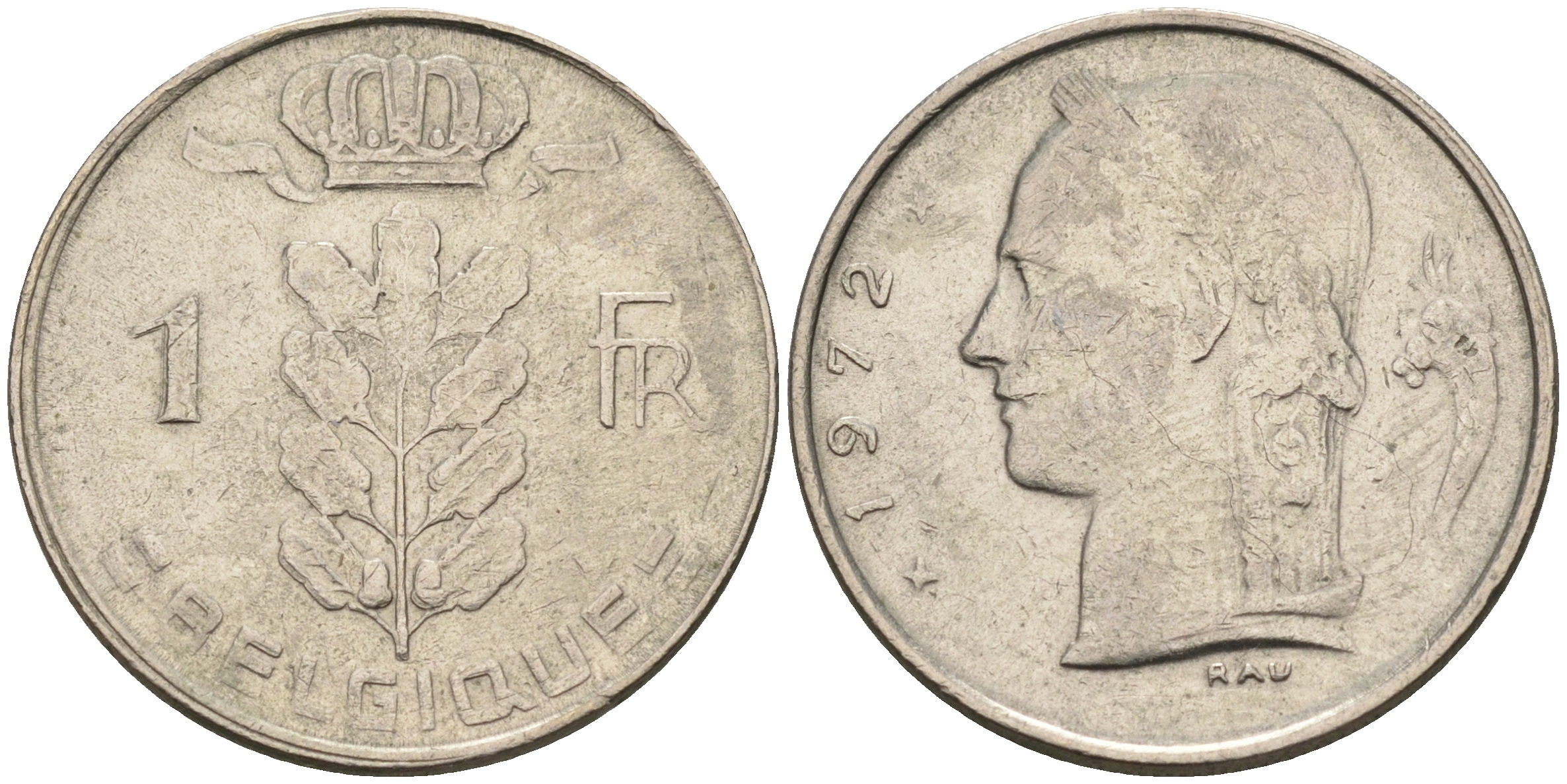 Бельгия 1 франк 1972 Belgique, Бодуэн I (1951-1993) KM 142.1 медно-никель 4187-521