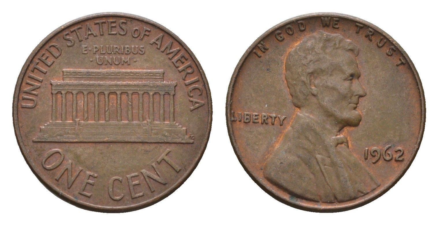 США 1 цент 1962 Авраам Линкольн KM 201 медь цинк 4674-468
