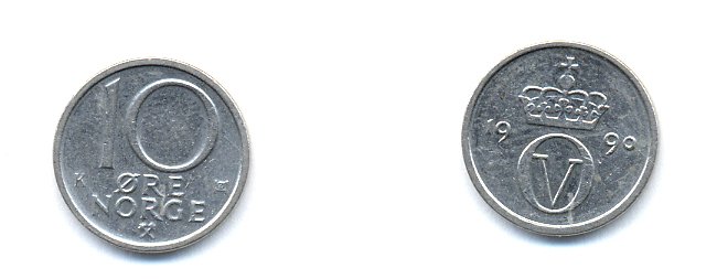 НОРВЕГИЯ 10 ЭРЕ 1990 KM 416 медно-никель 4379-963