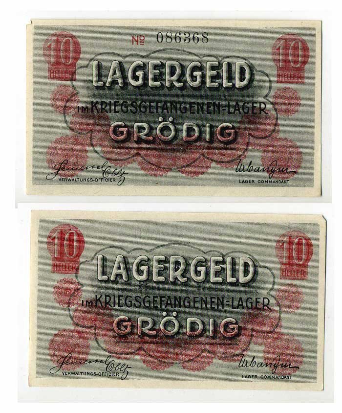 Австрия 10 геллеров ND Гредиг, лагерь военнопленных C-1367 бумага UNC (пресс) 504-60-3-2