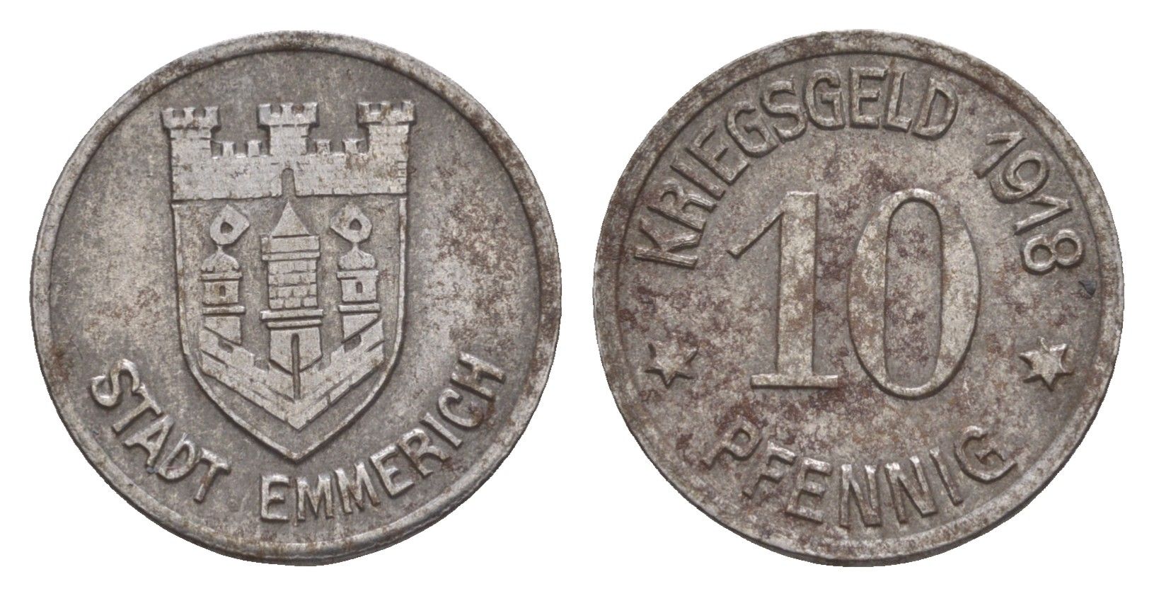 Эммерих 10 пфеннигов 1918 Funck 118.2, Men05 6537.2, Men18 8204.2 железо 4659-318