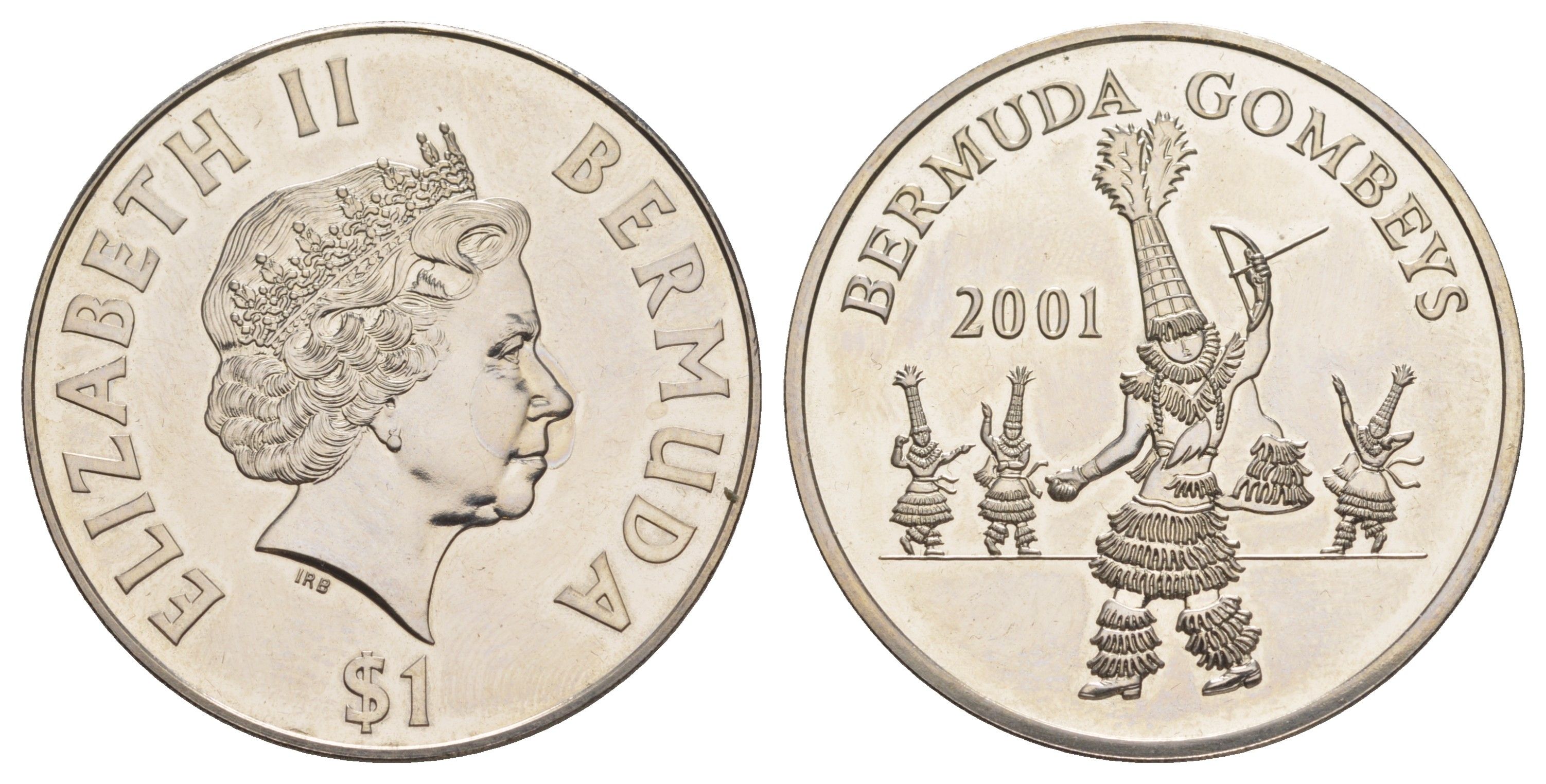 Бермудские острова (Бермуды) 1 доллар 2001 Танцоры Гомби KM 139 медно-никель BU 1521-523