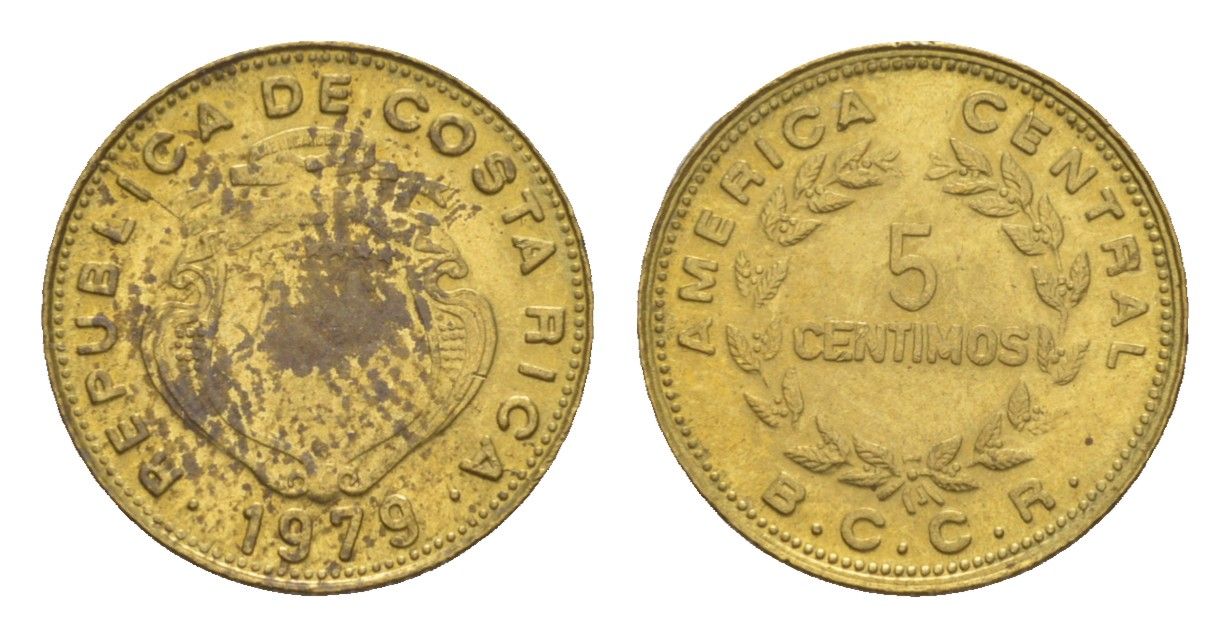 Коста-Рика 5 сентимо 1979 KM 184.3a латунь 4655-867