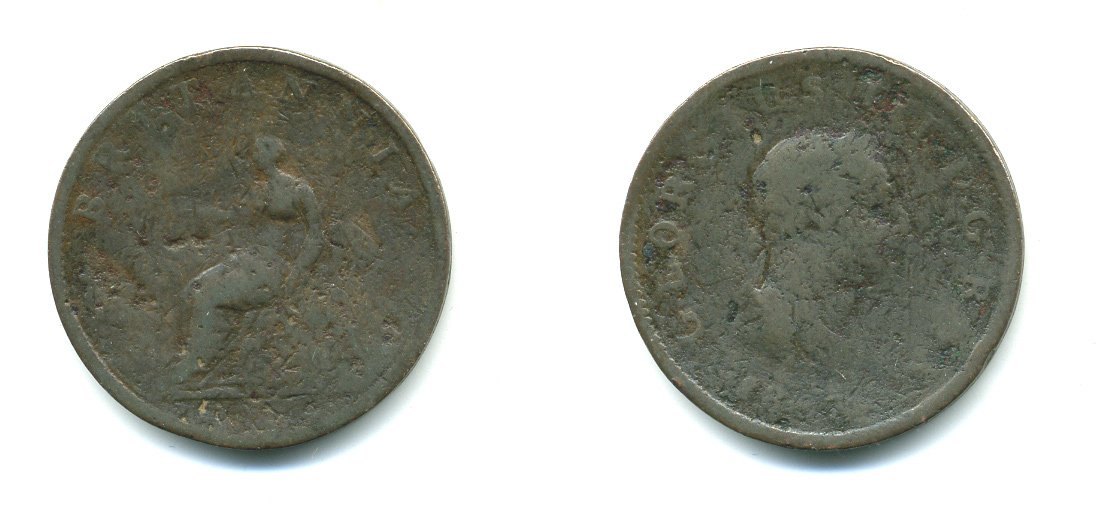 Великобритания 1/2 пенни 1807 Георг III (1760-1820) KM 662, Spink 3781 медь 540-133