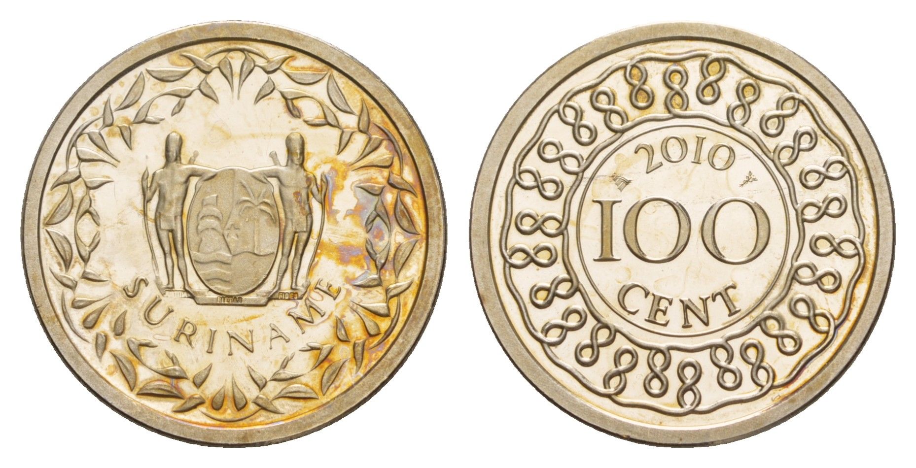 Суринам 100 центов 2010 KM 23 медно-никель BU 4626-336