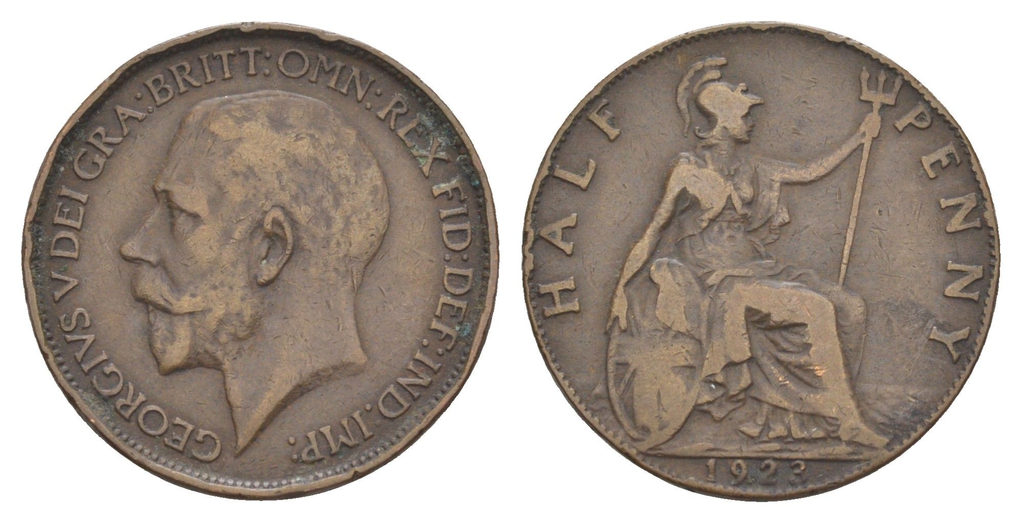 Великобритания 1/2 пенни 1922 Георг V (1910-1936) KM 809, Spink 4056 бронза 4642-431