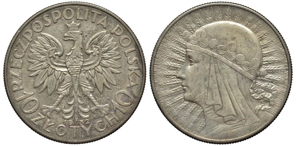 Польша 10 злотых 1932 королева Ядвига, монетный двор Лондон KM 22 серебро    1530-812