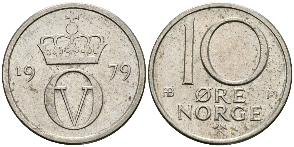 НОРВЕГИЯ 10 ЭРЕ 1979 KM 416 медно-никель 84-361