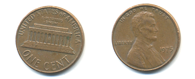 США 1 ЦЕНТ 1975 ЛИНКОЛЬН KM 201 медь цинк 86-221