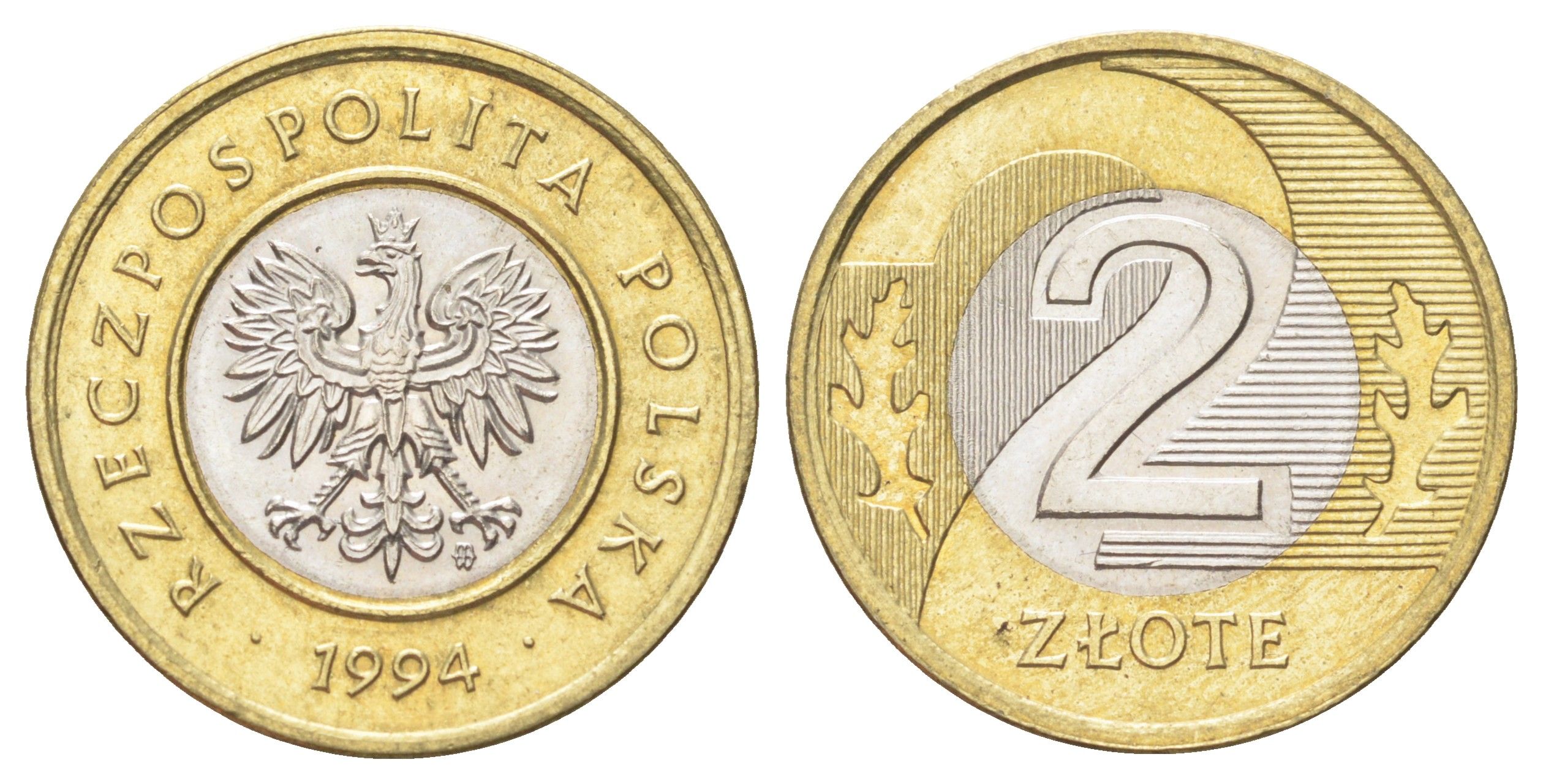 Польша 2 злотых 1994 MW KM 283 биметалл UNC 4701-118