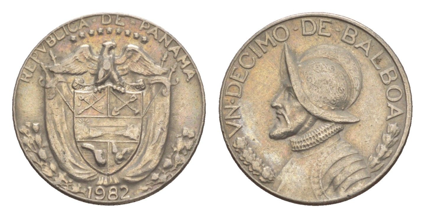 Панама 1/10 бальбоа 1982 KM 10 медь плакированная медно-никелем 4644-624