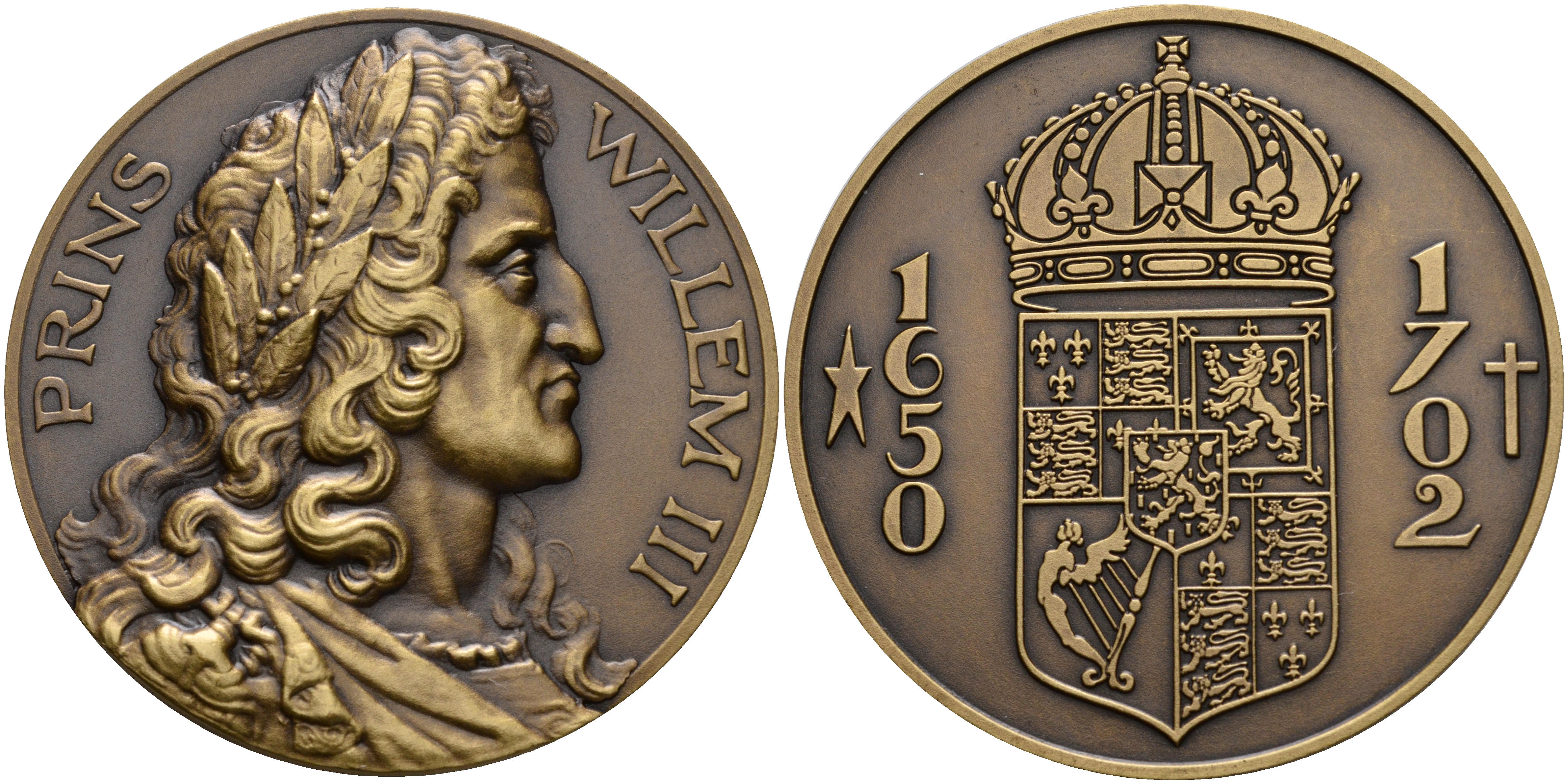 Нидерланды медаль ND принц Вильгельм III, (1650-1702), диаметр 50 мм., вес 57.8 г. бронза UNC 5-6-2-56