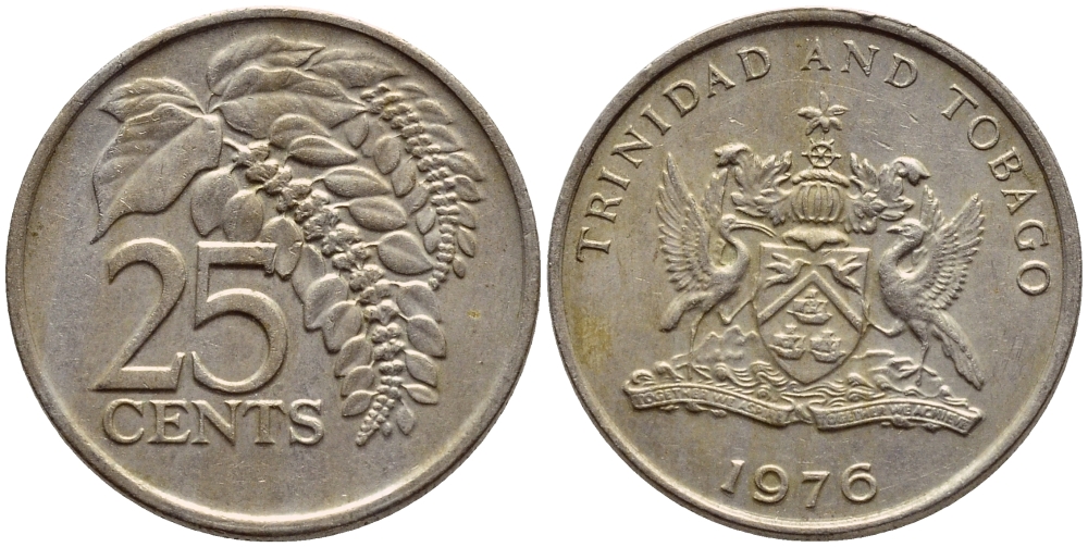 Тринидад и Тобаго 25 центов 1976 цветок дикая пуансеттия KM 28 медно-никель 4396-714
