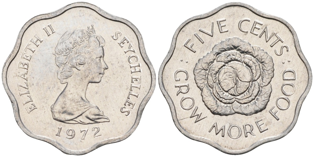 Сейшельские острова 5 центов 1972 FAO, цветок, Елизавета II KM 18 алюминий UNC 4588-643