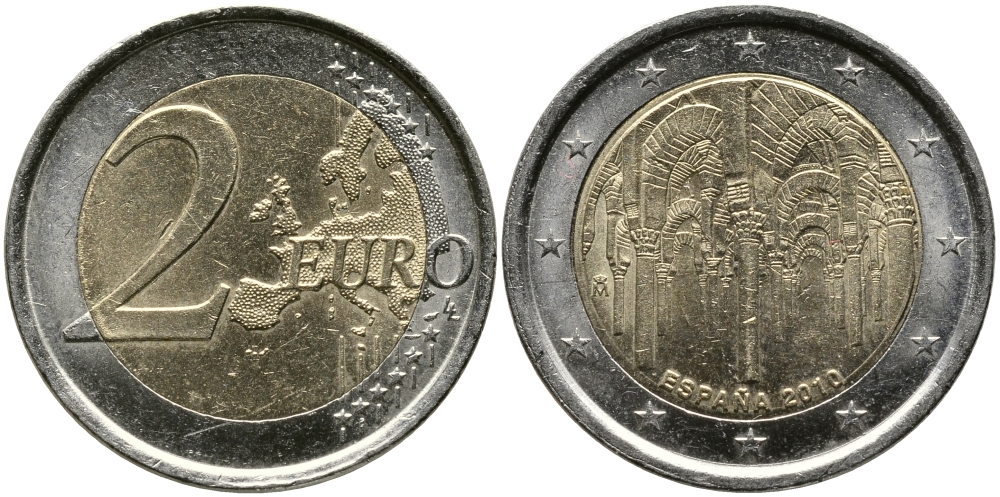 Испания 2 евро 2010 ЮНЕСКО, исторический центр города Кордова KM 1152 биметалл 34-733