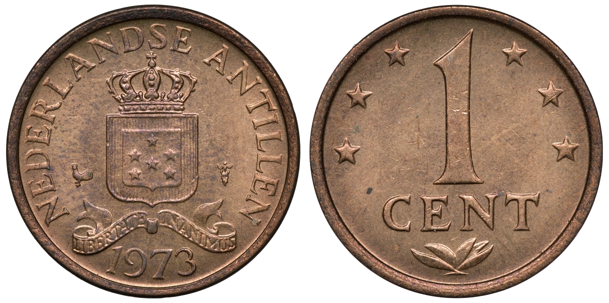 Нидерландские Антилы 1 цент 1973 Юлиана (1948-1980) KM 8 бронза UNC 4118-437