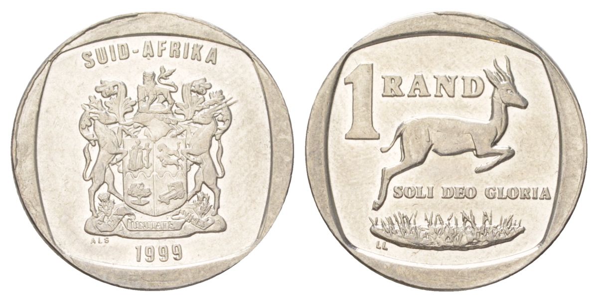 ЮАР 1 ранд 1999 KM 164 медь плакированная никелем aUNC 4627-347