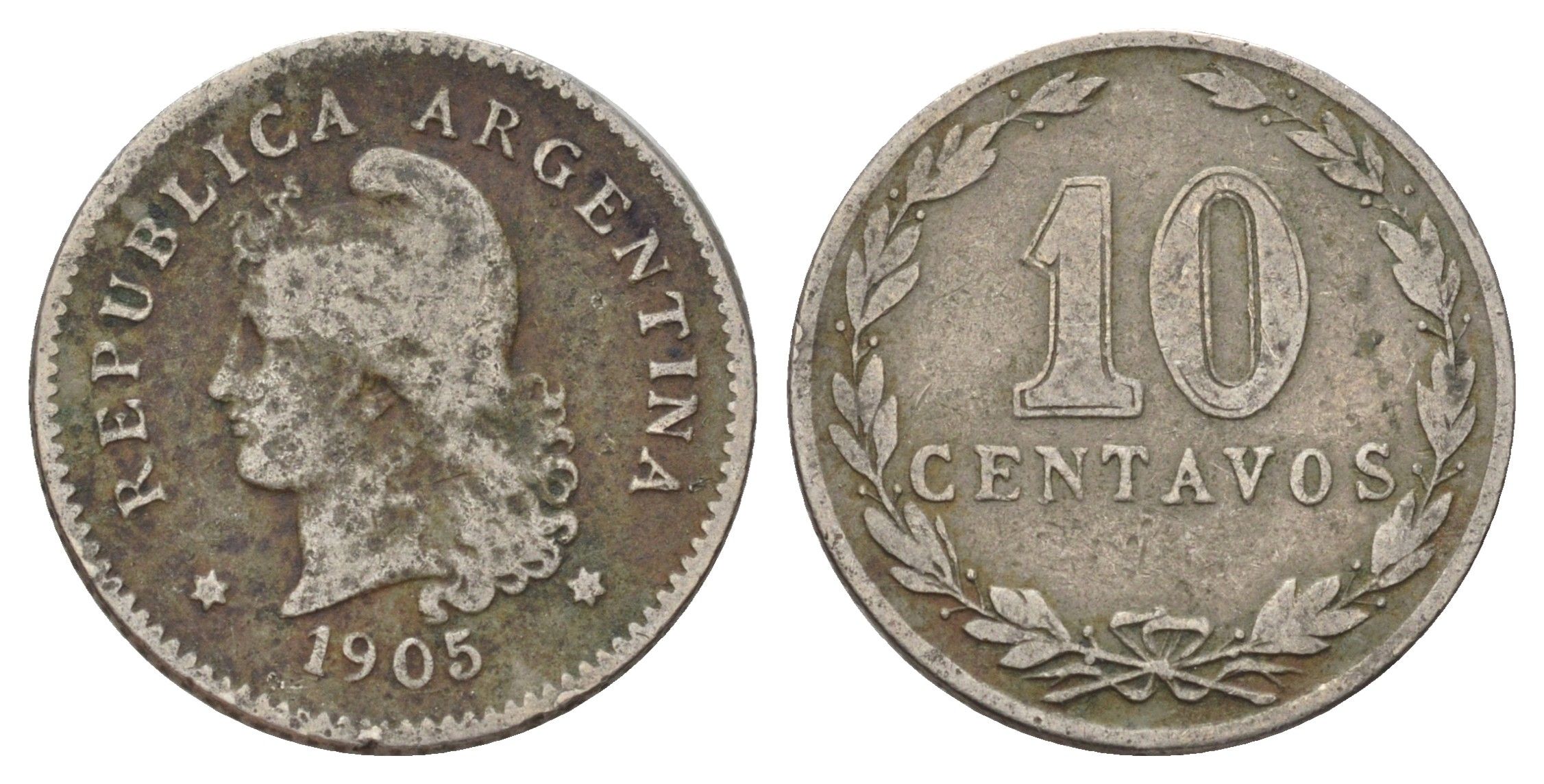 Аргентина 10 сентаво 1905 KM 35 медно-никель 44-1145