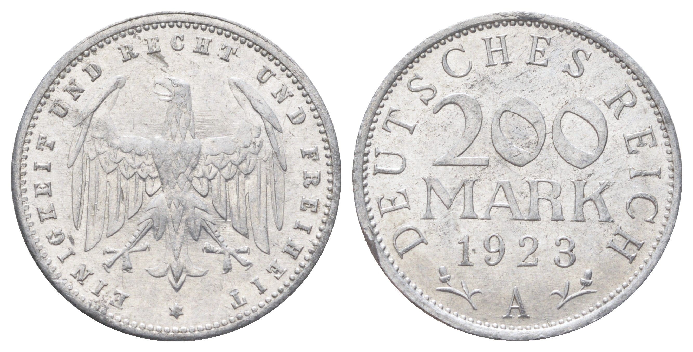Германия 200 марок 1923 A KM 35, J. 304 алюминий 4700-1016