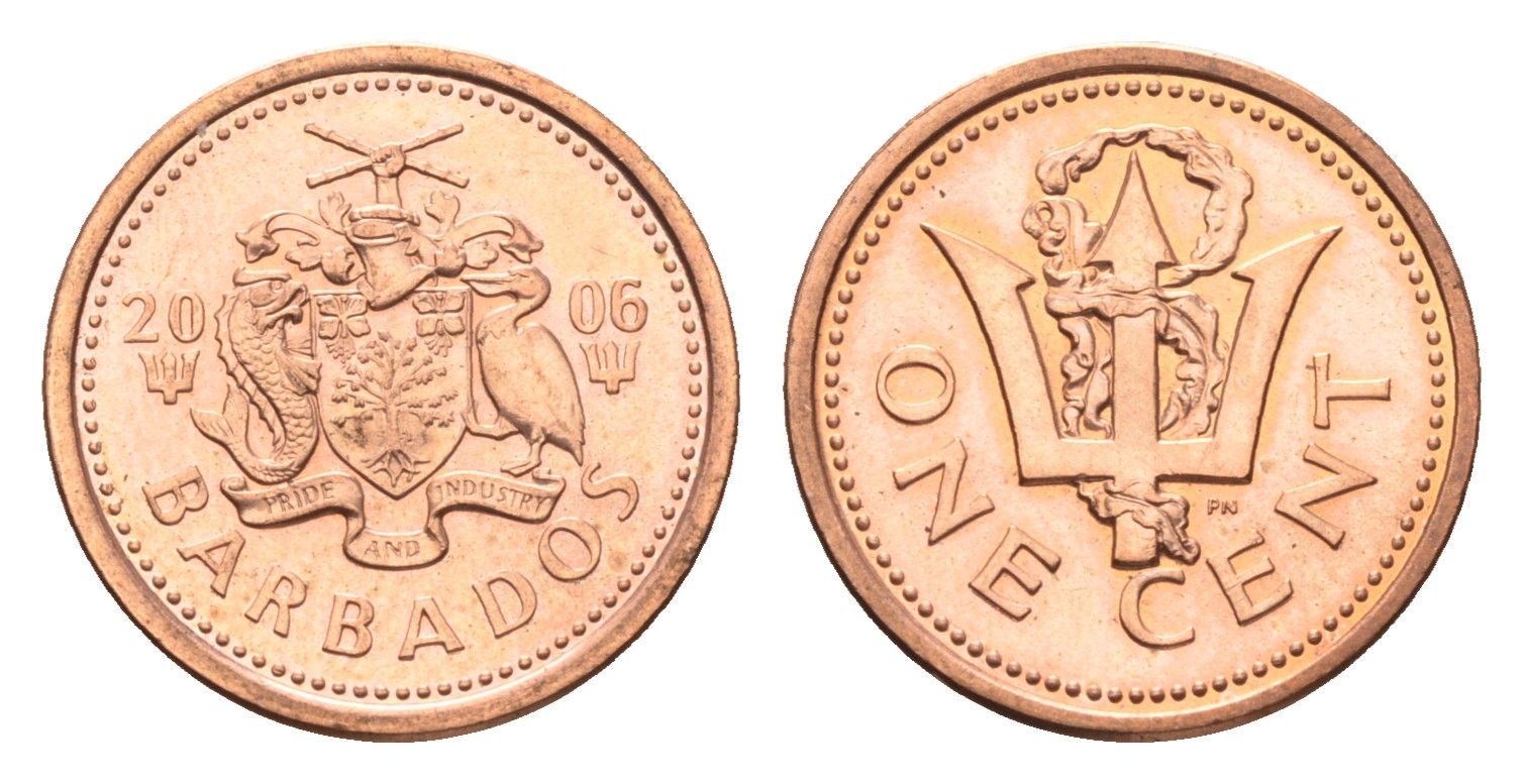 Барбадос 1 цент 2006 KM 10a цинк плакированный медью UNC 4664-647