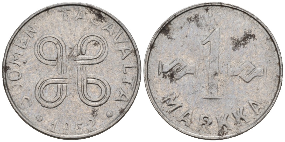 ФИНЛЯНДИЯ 1 МАРКА 1952 KM 38 железо 192-1168