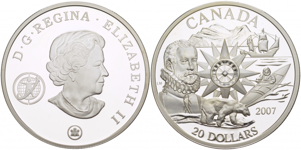 Канада 20 долларов 2007 Международный полярный год KM 737 серебро PROOF 1082-2-62